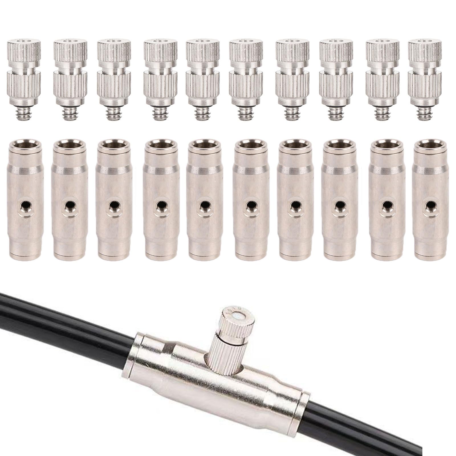 Ziubmvdyc One Color High Pressure Misting Nozzles, 10 Pack, Adjustable Atomizing Nozzle Brass Nickel 1/4 Qc 10/24 Unc 0.1-1.0Mm(Orifice 0.4Mm)