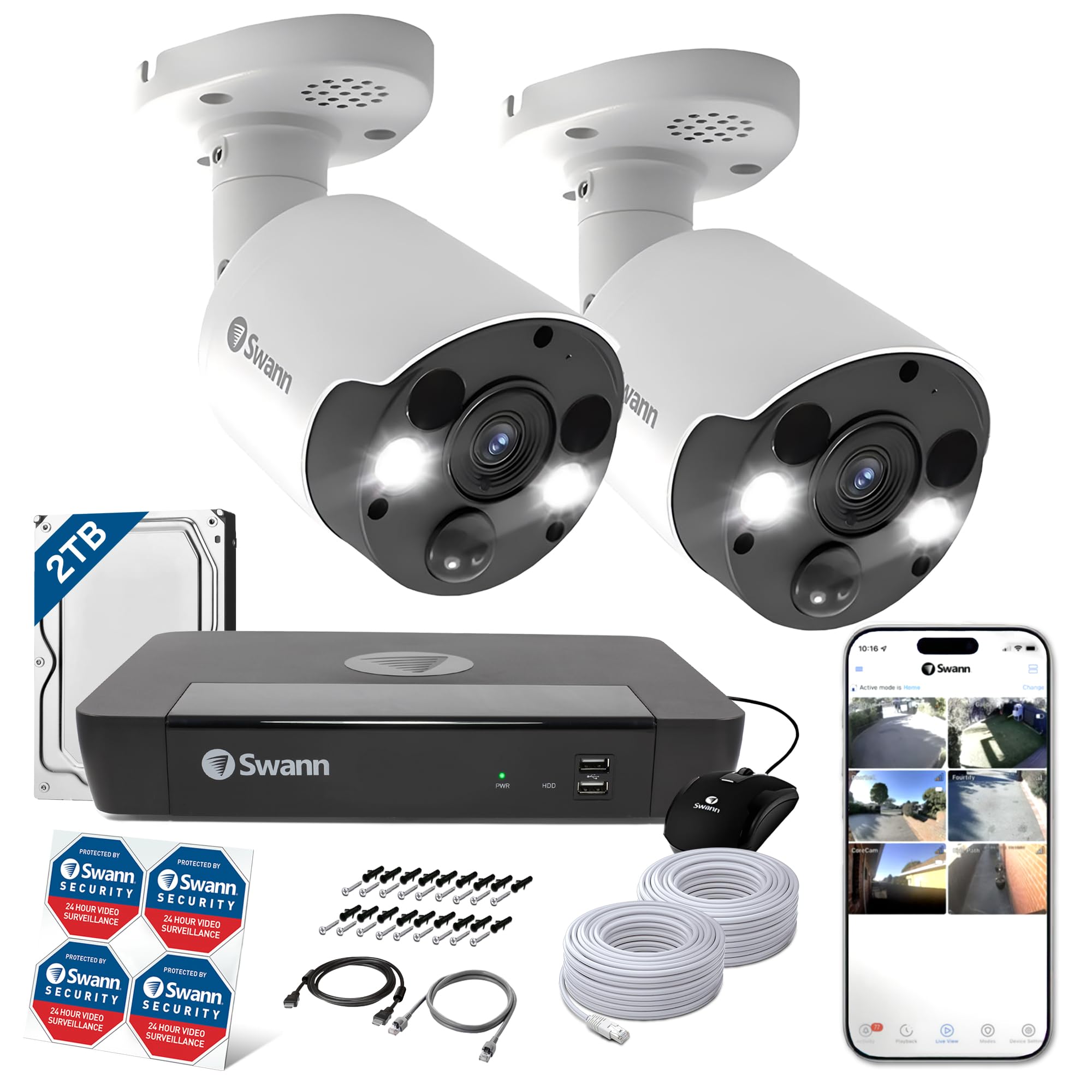 Swann スマート セキュリティカメラ 2台セット Amazon.co.jp: 【Amazon限定】Swann セキュリティカメラ 8ch NVR