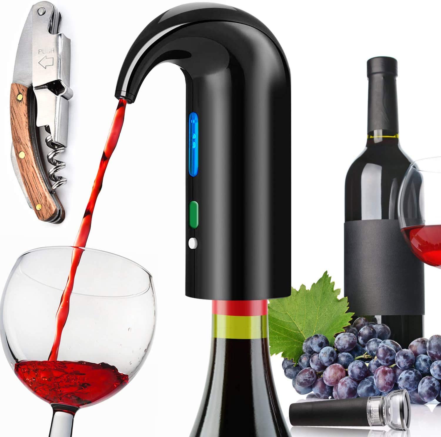 Acquista Decanter per vino che fa riflettere rapidamente per bar cucina per feste professionale vino rosso whisky aeratore dispenser versatore con filtro e base in Italia a partire da 8.99