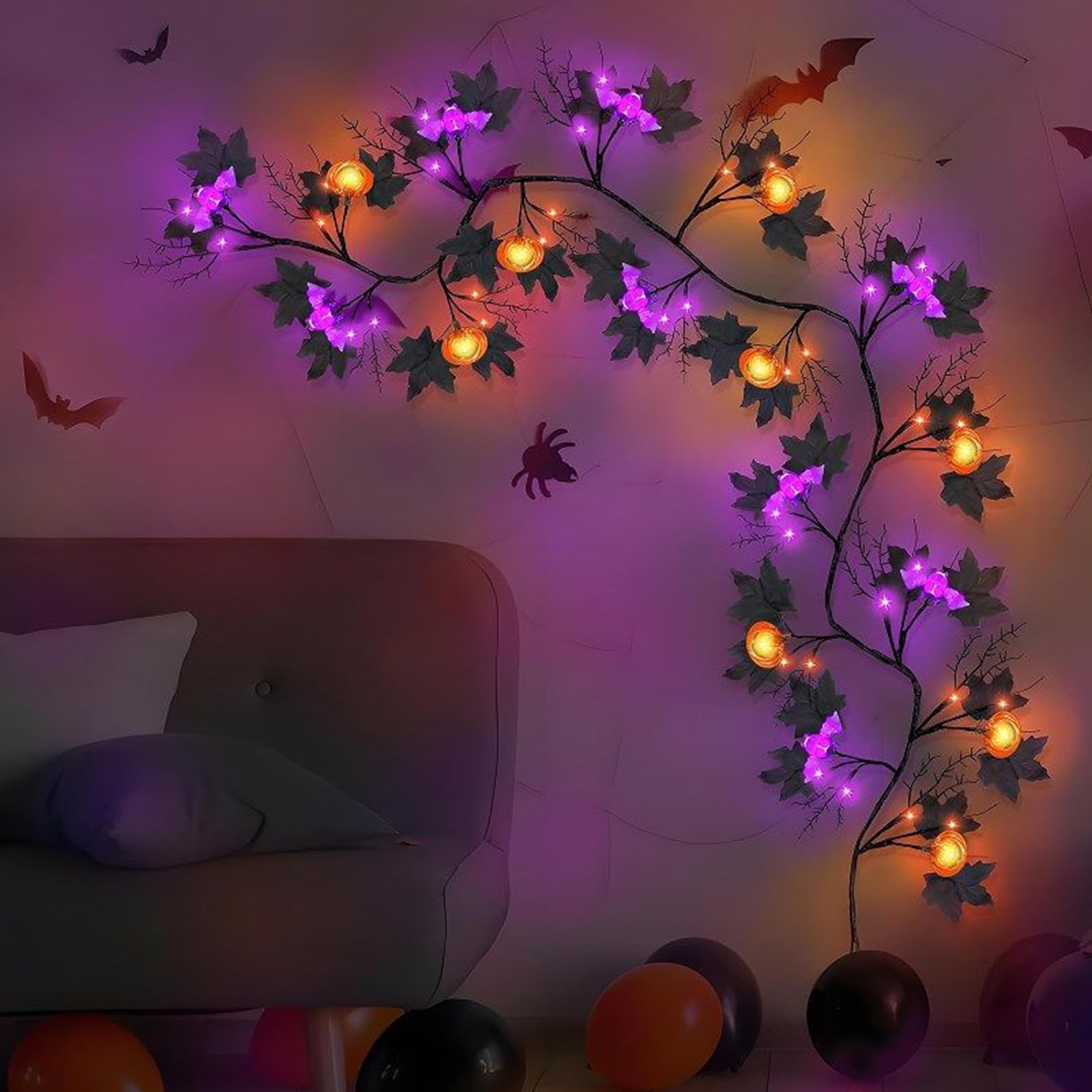 Lampki sznurkowe Halloween Dekoracyjne girlandy wodoodporne z 8 trybami
