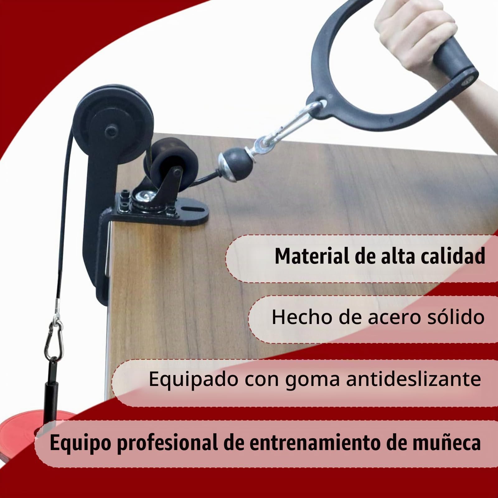 Polea para Entrenamiento de Fuerza de Brazos, Sistema de Poleas para Entrenamiento de Brazos sobre la Mesa, Dispositivo Profesional Entrenador Fuerza Brazos con Pasador de Carga y Cuerda