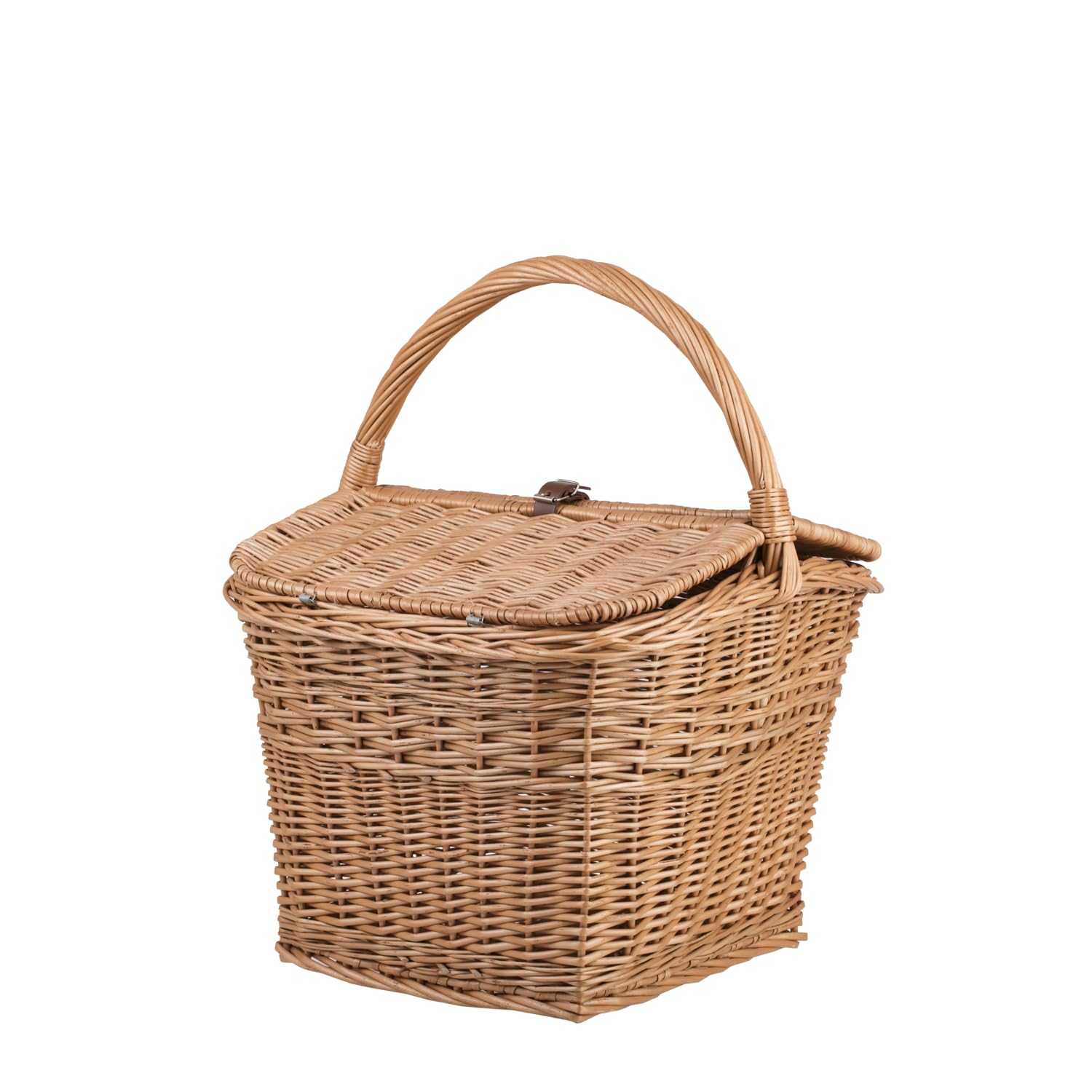 Picknickkorb Weidenkorb mit Deckel großer Aufbewahrungskorb für Obst und Gemüse Proviantkorb Essenskorb Ausflugskorb geflochten (40 x 40, H: 30/42, quadratischer Griff oval)