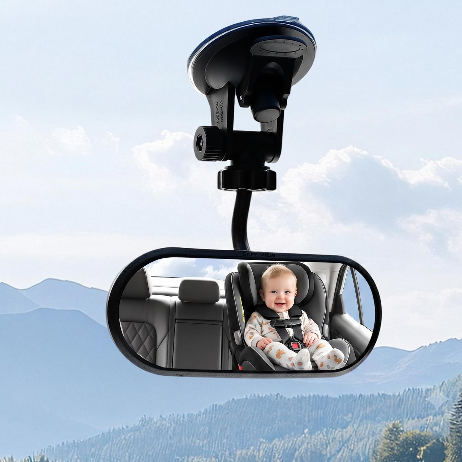 Car Rear View Mirror for Car Anti Glare Suction Cup Baby Monitor 360°, Auto Dim Rear View Mirror Wide-Angle Convex, Car Inside Mirror Rear-Facing for Backseat Kids Pet Blind Spot | Universal-image-11