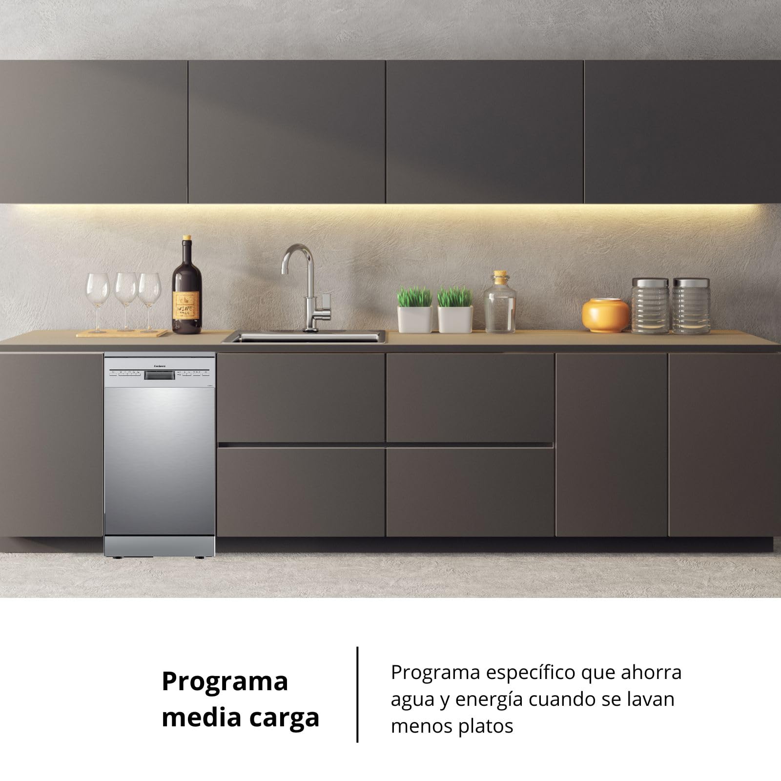 Corberó - Lavavajillas Plus 45 cm | CLVM403X | 10 Cubiertos, 5 Programas con 4 Temperaturas, Indicadores LED | Inicio Diferido, Función Inicio-Pausa | 49 Db | Inox — view 6