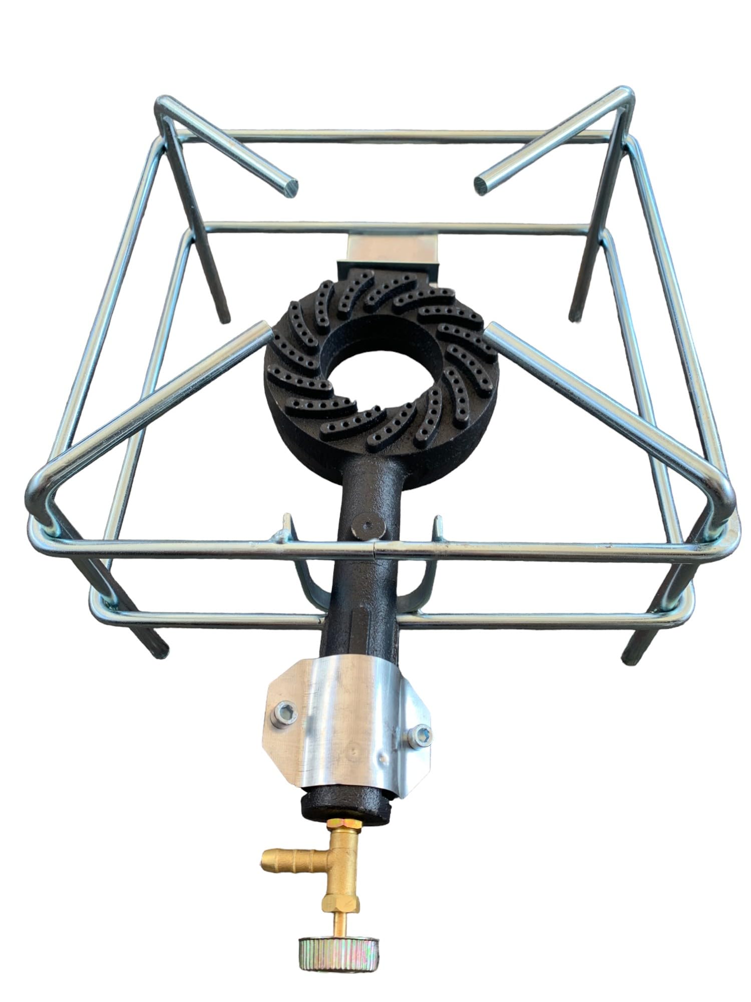 Fornellone a Gas GPL in Acciaio Cromato per Cucina, Campeggio, Giardino e Barbecue, Regolabile (40x40 cm)