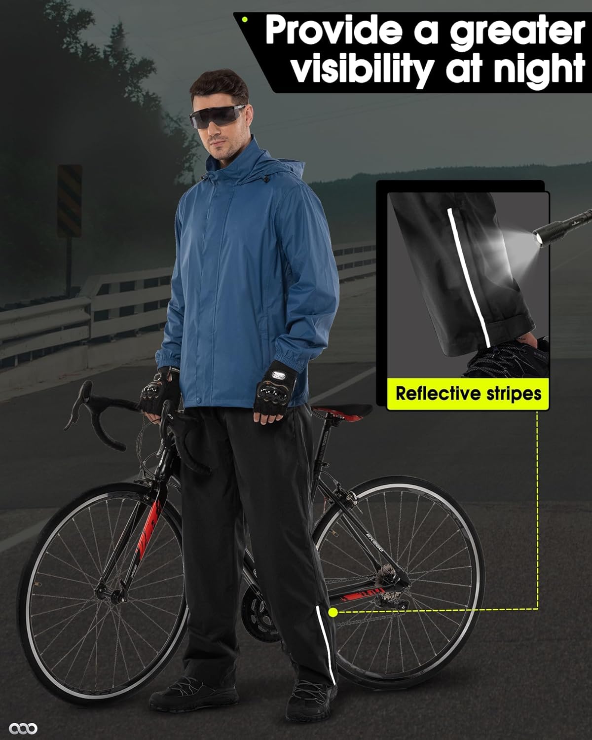 33,000ft Men's Rain Pants Waterproof, Windproof Lightweight Outdoor Rain Over Pants for Fishing Golf Work Hiking