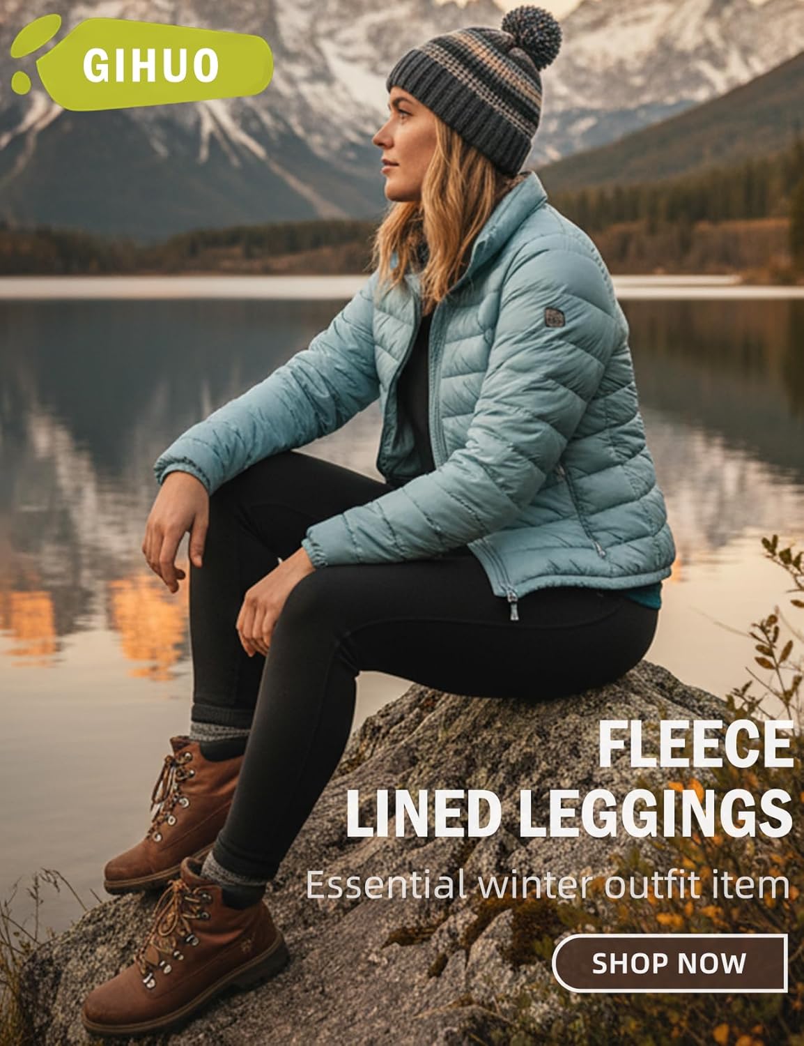 Gihuo Fleece Lined Leggings for Women High Waisted Thermal Winter Warm Athletic Yoga Pants - Image 6