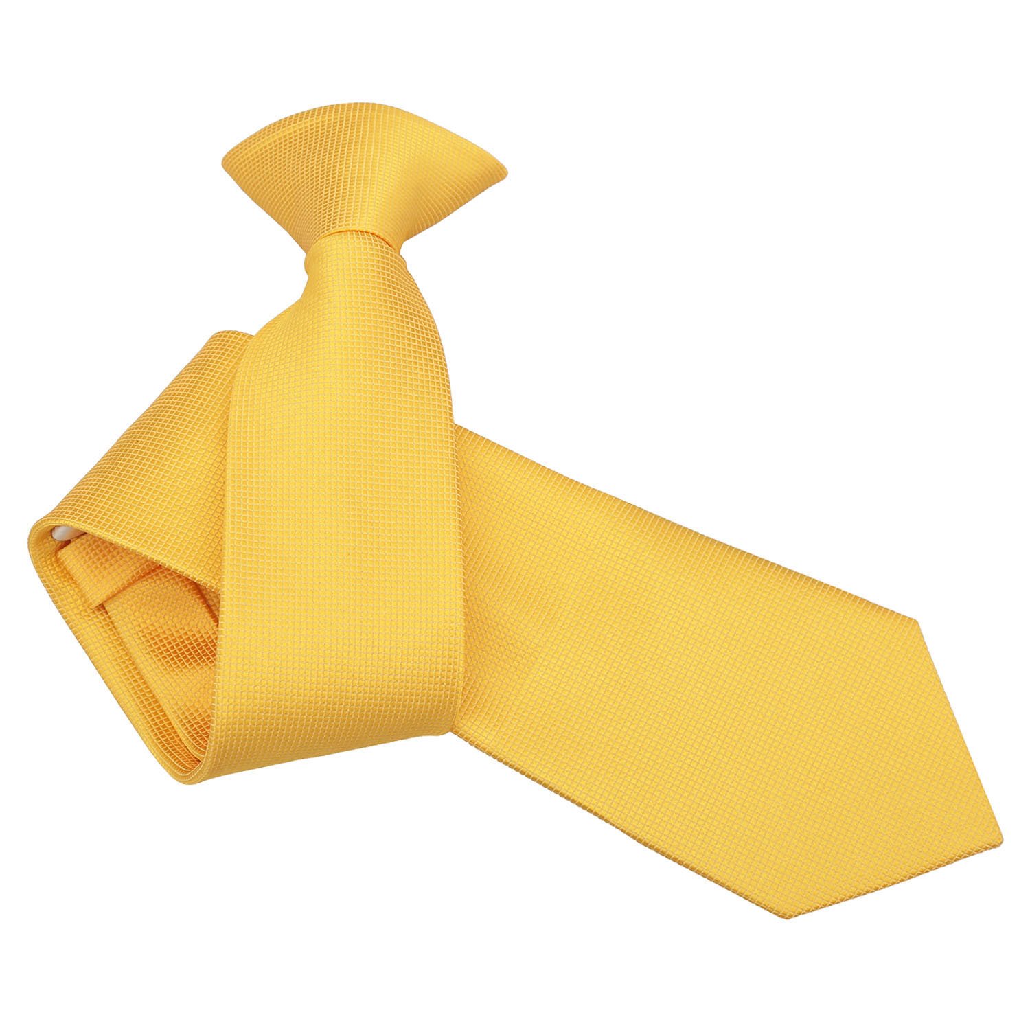 DQT Mens Check Pattern Clip-On Tie – Pre-Tied Necktie for Wedding, Business & Formal Wear, Easy Fasten - Sunflower Gold