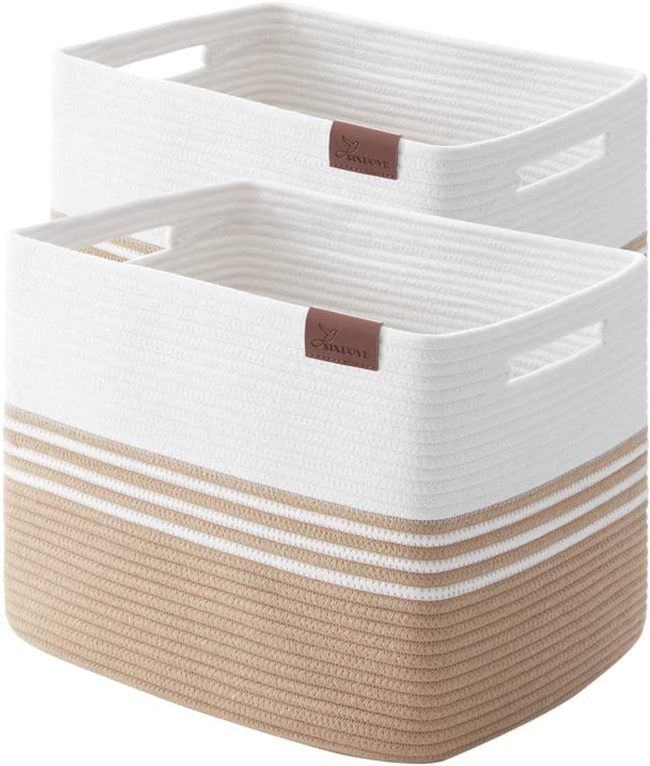Storage Baskets, 42L*2 Pack Storage Baskets for Organizing, Laundry Basket for Closet,Cotton Rope Blanket Basket for Storage, Toy Storage Basket for Living Room, Laundry Room, Bedroom-Jute