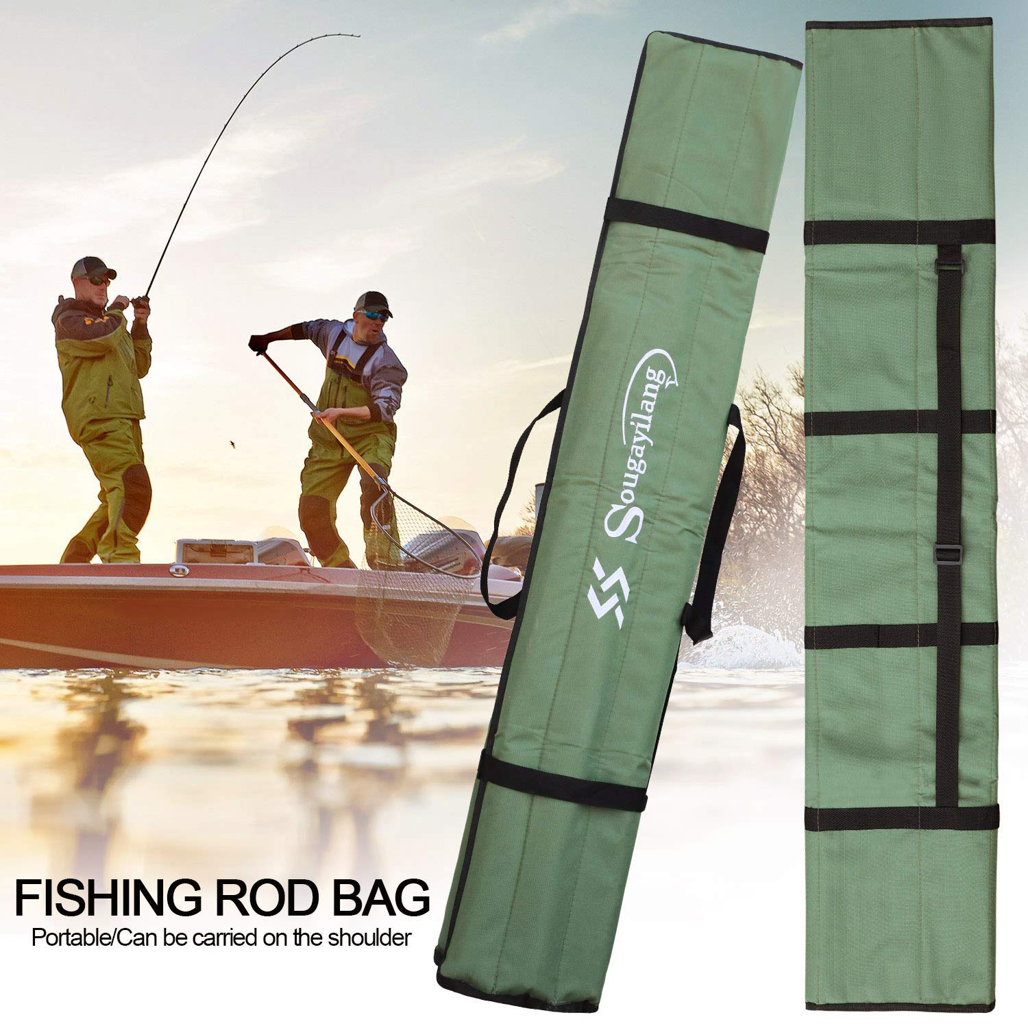 Sougayilang, Borsa per Canna da Pesca in Tela, Organizer per canne da Pesca e Mulinello, Organizer per Viaggi, Regalo per Padre, Fidanzato e Famiglia