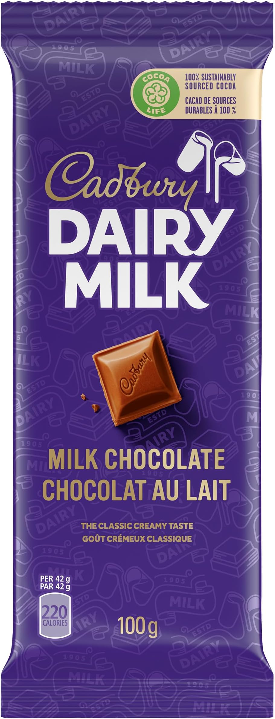 Cadbury Dairy Milk Chocolate, 100g/3.5 oz, Bar, Imported from Canada}
