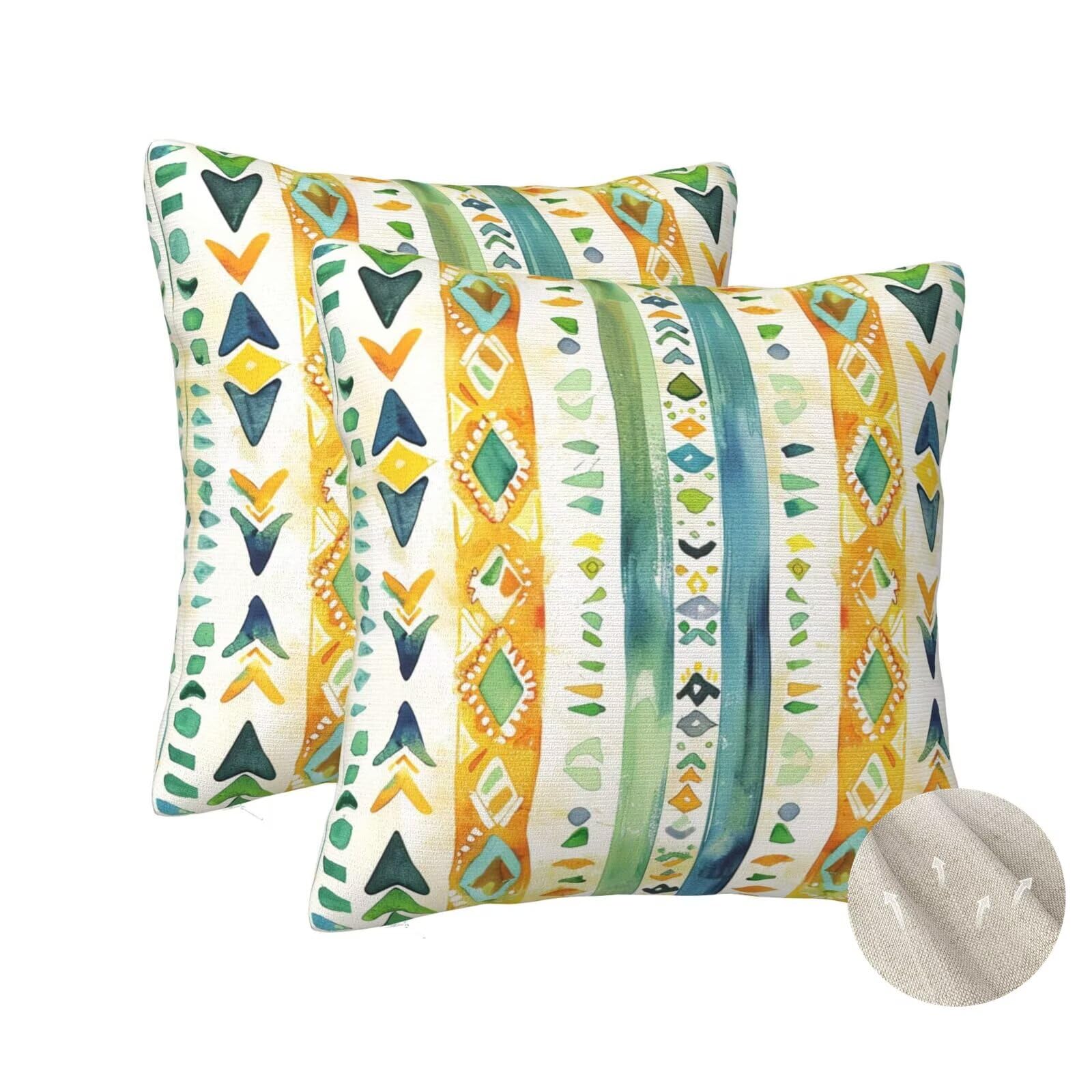 Housse coussin 60x60 cm style indien en lot de 2 pour décoration de canapé salon