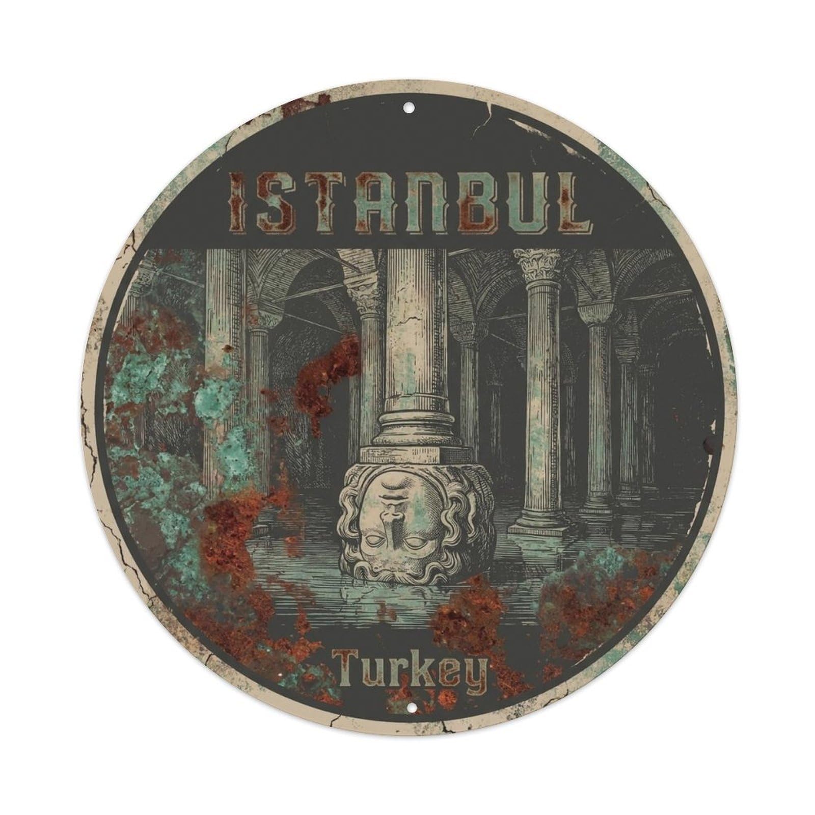 Vintage Travel Istanbul Turkey Basilica Vintage Metal Tin Sign Plaque Wall Decor for Cafe, Club Bar, Office, Garden Metal Poster 8x8Inch