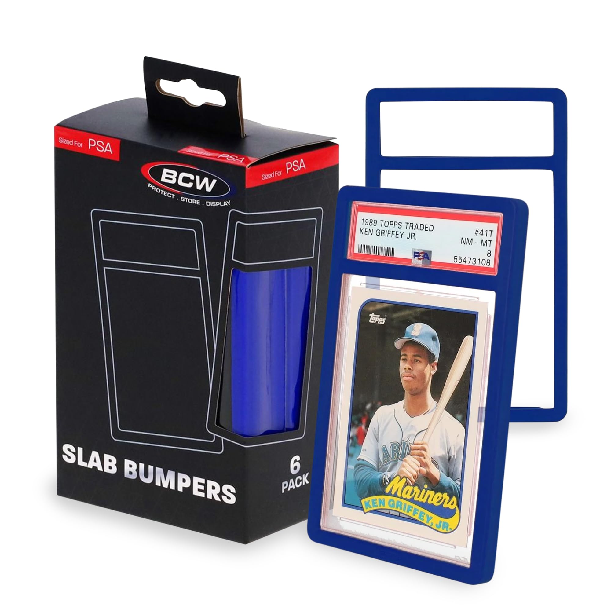 BCW Graded Card Slab Bumpers - Blue | TPE Edge Protectors for PSA Slabs (2017–Current) | Secure Fit & Easy Grip | Pack of 6 Bumpers for PSA-Graded