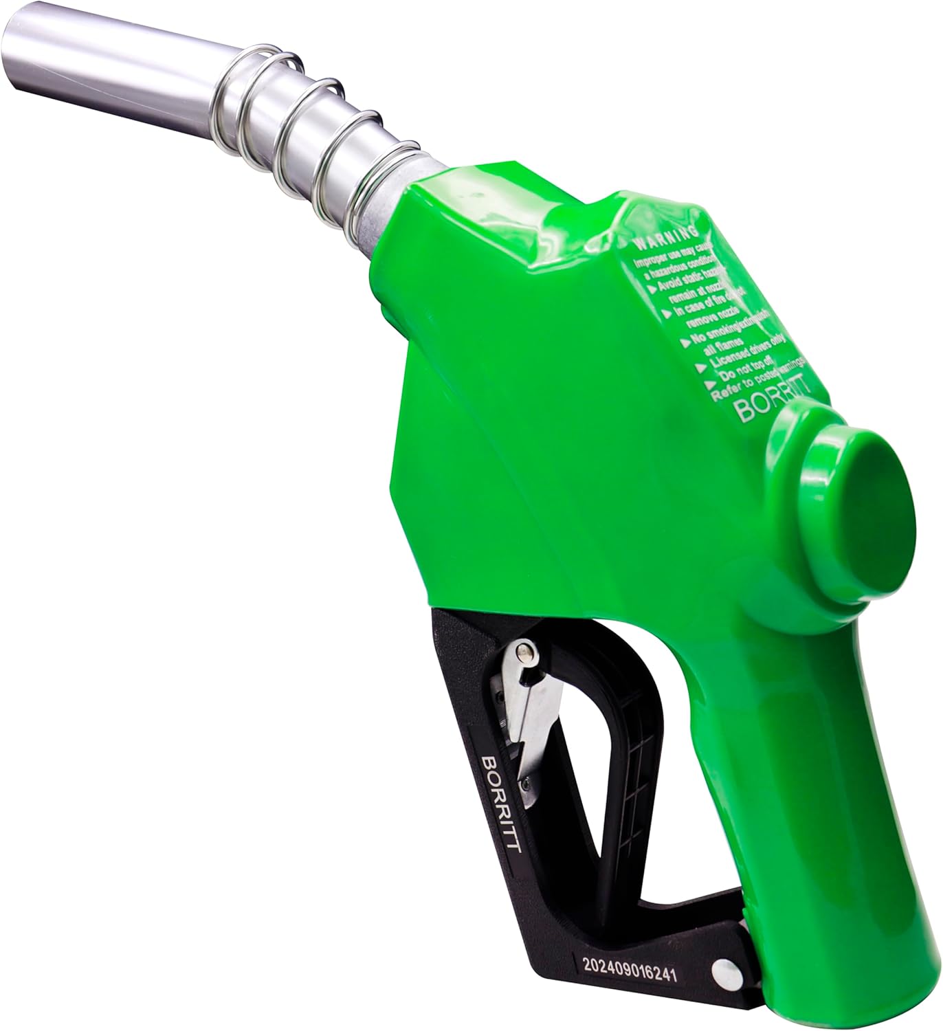 1" Inch NPT Green Automatic Fuel Nozzle Heavy Auto Shut-Off Aluminum Alloy Diesel Petrol Fuel Transfer Pump Nozzle W/Three Notch Hold Open Clip The Max Flow Rate 32 GPM Not for gravity tank