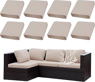 Outdoor Cushion Covers Set,8PCS Waterproof Patio Furniture Couch Seat Slipcovers, Replacement for Sofa Sectional