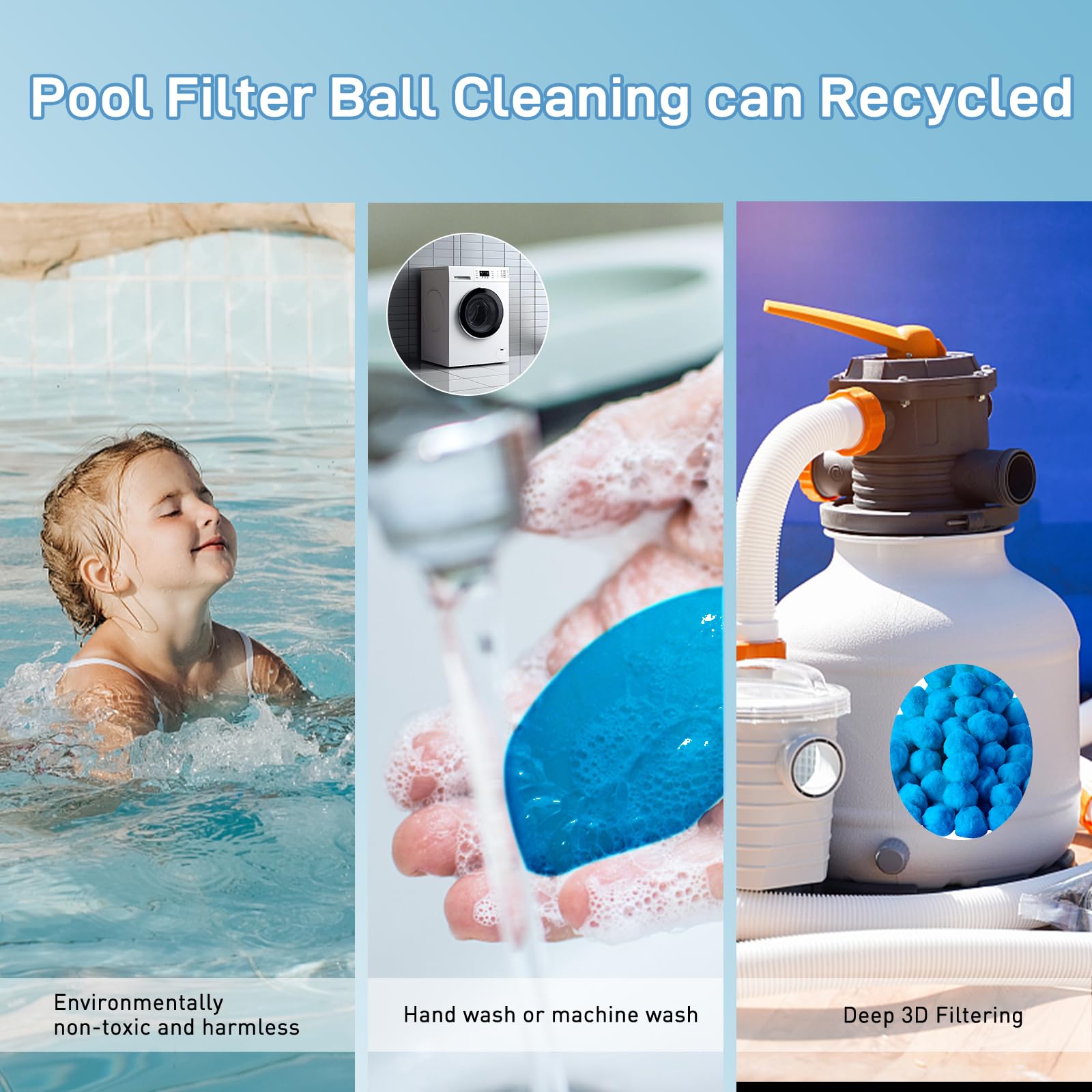 Redcoutt Sfere filtranti per filtro a sabbia da 1,4 kg, riutilizzabili ed ecologici, per pompa filtro a sabbia, sostituiscono la sabbia del filtro per piscina e durano per diverse stagioni.