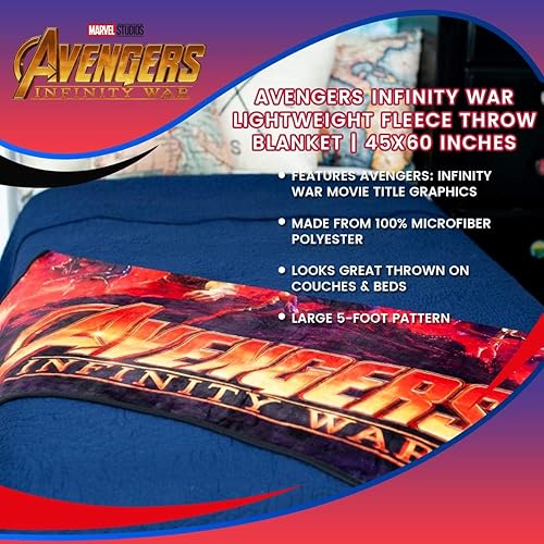Miniatura 7 de Marvel Manta de forro polar Avengers Infinity War  Mercancía con licencia  45 x 60 pulgadas