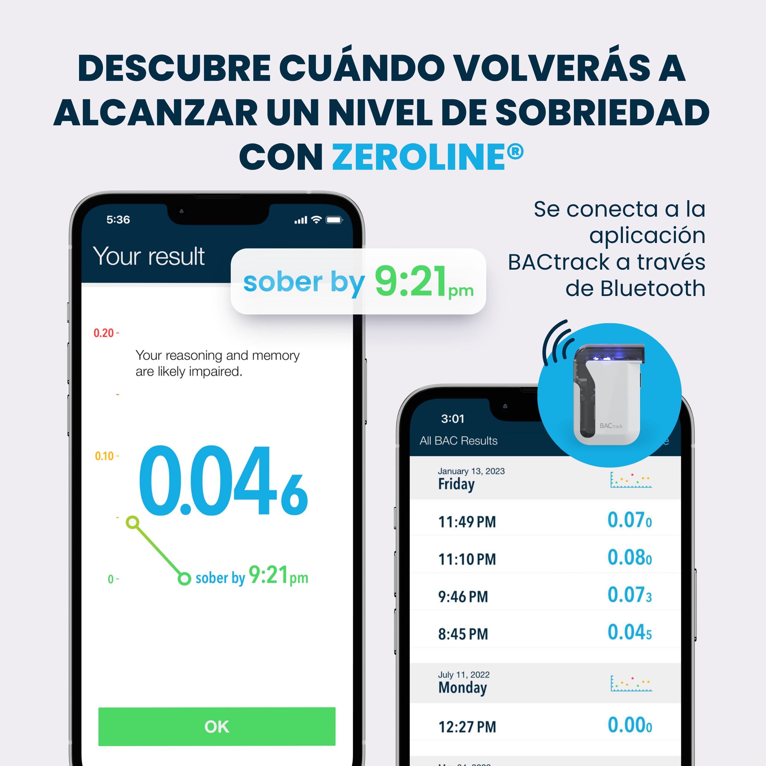 Alcoholímetro para smartphone BACtrack Mobile | Precisión de grado profesional | Conectividad inalámbrica con dispositivos Apple iPhone, Google y Samsung Android