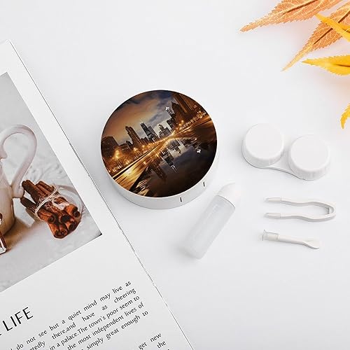 Miniatura 5 de Contact Lens Case Travel Chicago Print Contact Cases Box With Mirror Solution Bottle Applicator Removal Tool Kit For Daily Outdoor