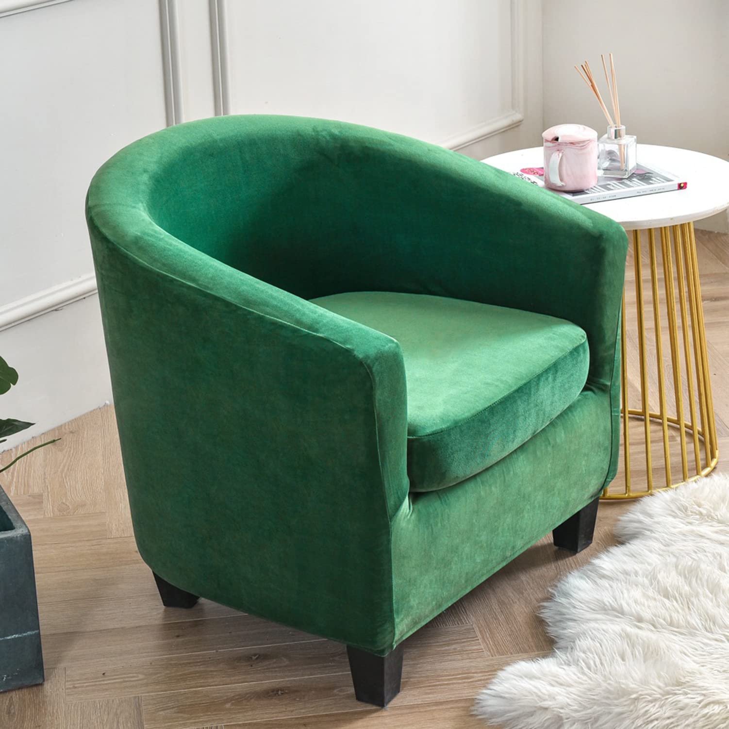 GUYIRT 2-Piece Club Chair Slipcover Stretch Tub Chair Slipcover Removable Armchair Cover Machine Washable for Bar Counter Living Room -green-