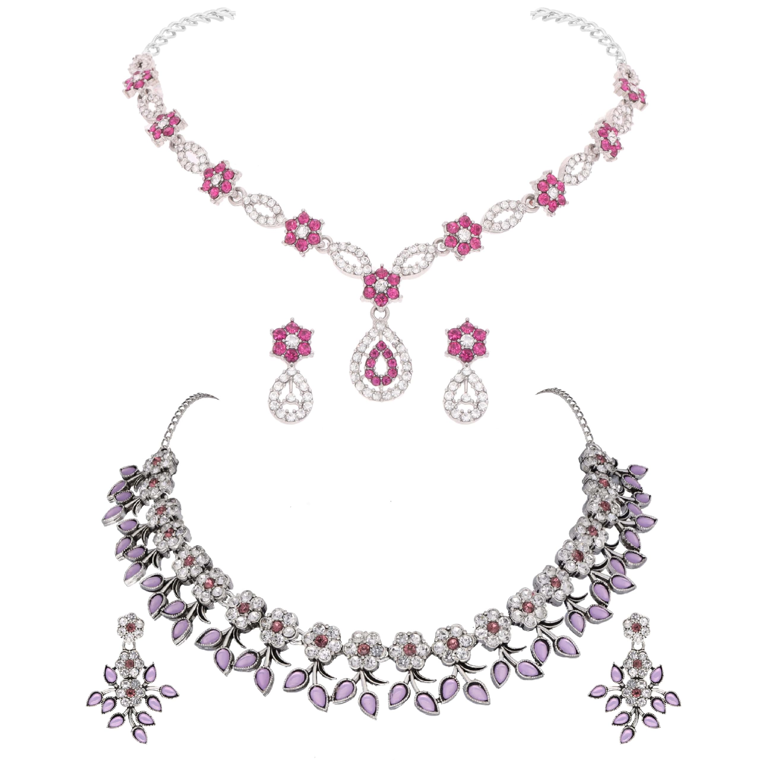 See full amazon price history chart for Brado Jewellery Beautifully Silver Plated AD Studded Choker Necklace Jewellery Combo Set with Matching Earrings For Women and Girls (Lavender & Pink) Brado Jewellery Beautifully Silver Plated AD Studded Choker Necklace Jewellery Combo Set with Matching Earrings For Women and Girls (Lavender & Pink) (B0D8GQ4SS9) Amazon Price History, Amazon Price Tracker