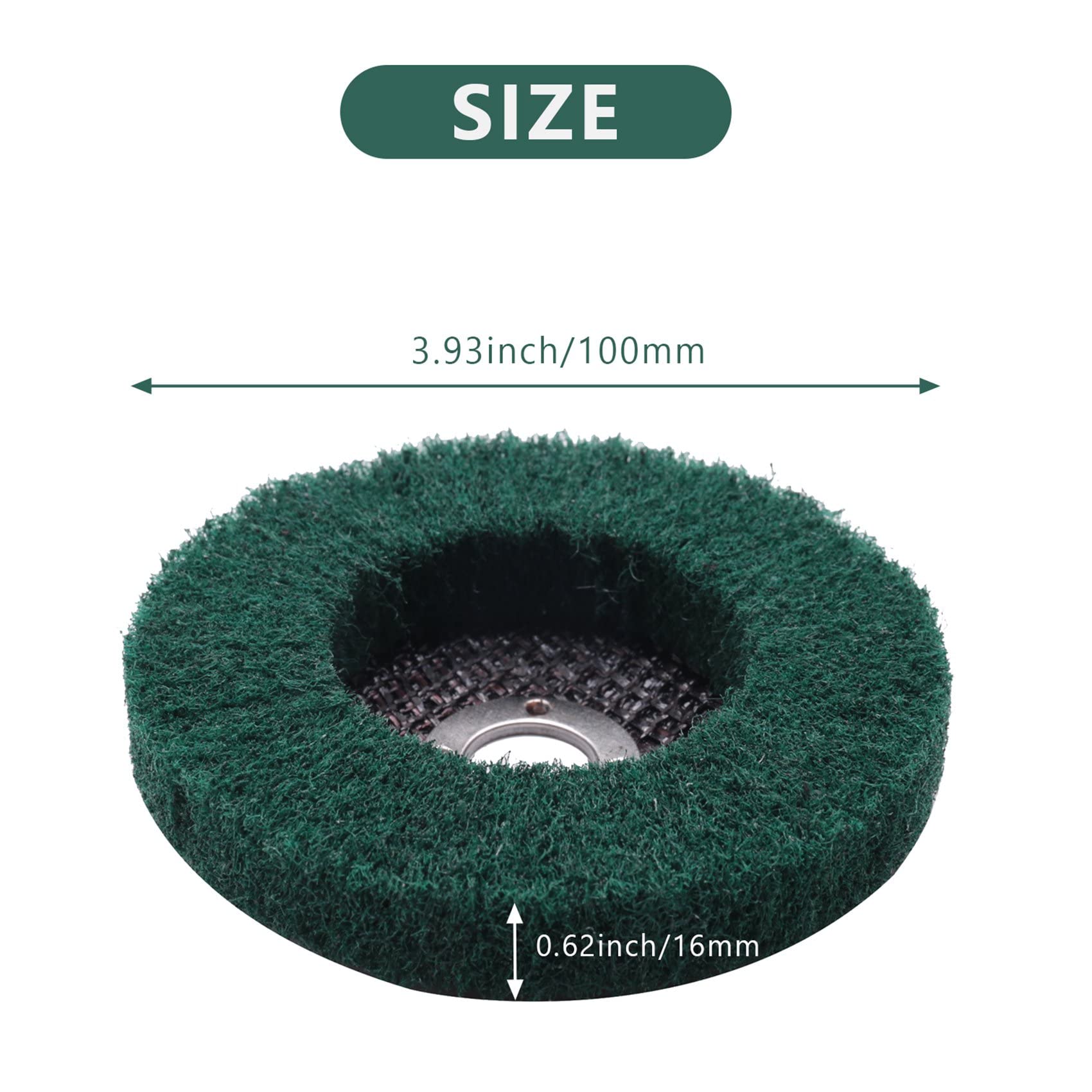 5 Ruote A Batuffolo In Nylon Per Smerigliatrice - Dischi Di Lucidatura Per Metallo, 100x16mm, Verde - Foto 4