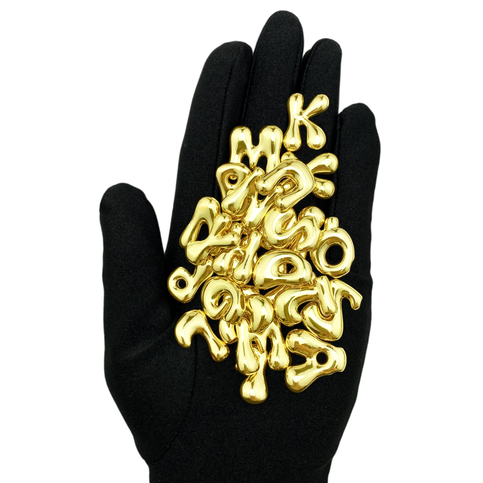 26 dijes de letras iniciales de latón chapado en oro de 18 quilates, grandes burbujas A-Z, colgantes delicados del alfabeto para hacer joyas, collares con inicial, nombre, regalo
