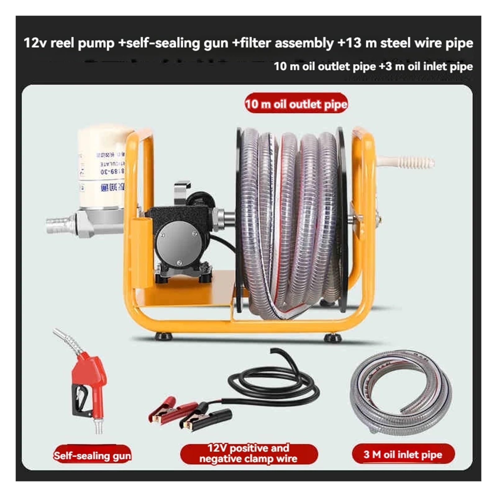 Pompa Paliwa, 12v/24v/220 pompa do przetaczania paliwa elektryczna pompa do tankowania, pompa samozasysająca, automatycznie zatrzymująca elektryczna pompa olejowa dozownik paliwa(12V Selfseal gun)