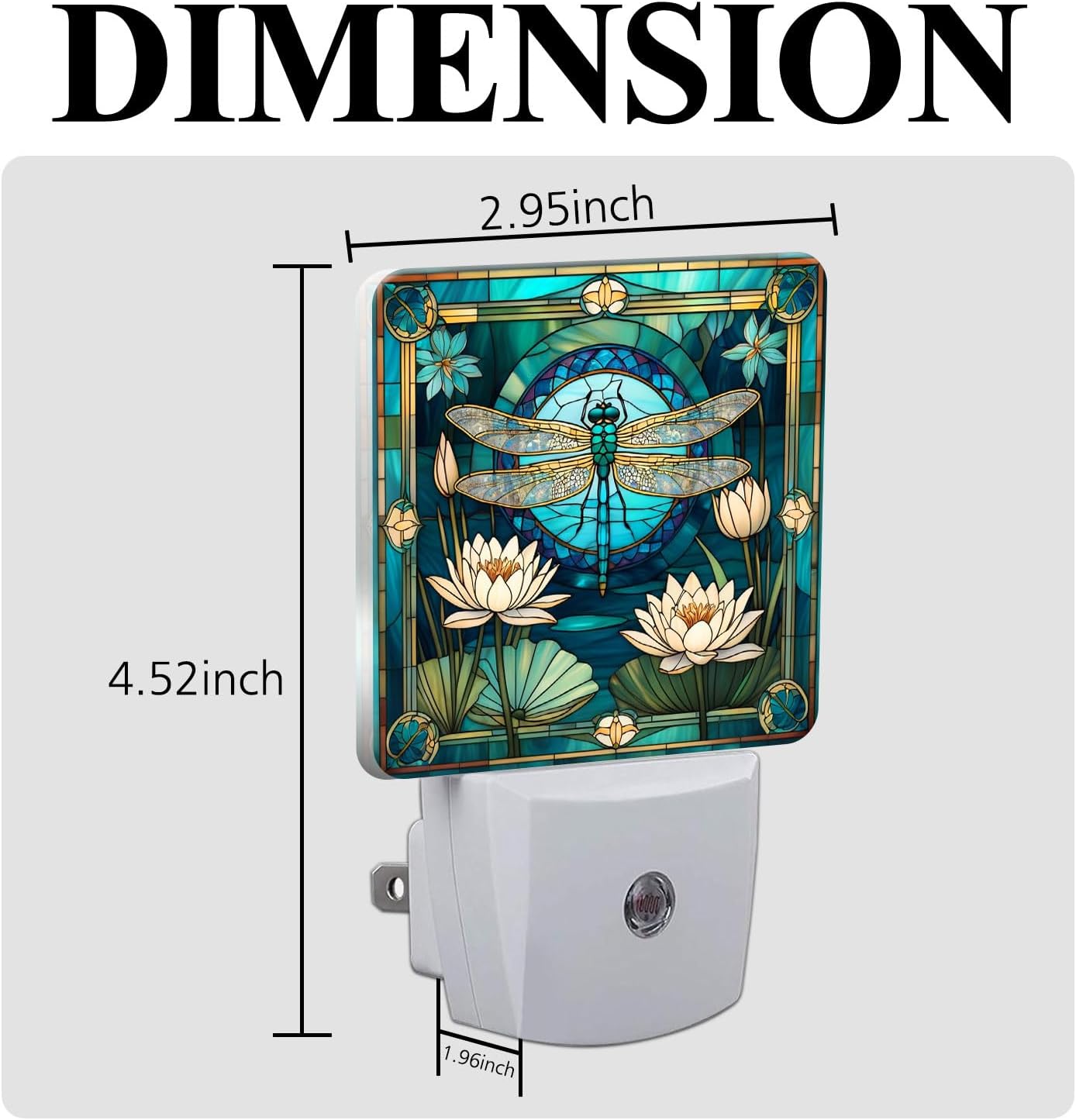 Dragonfly & Flowers Stained Glass Night Lights Plug into Wall for Room, Dragonfly & Flowers Night Light LED for Bedroom