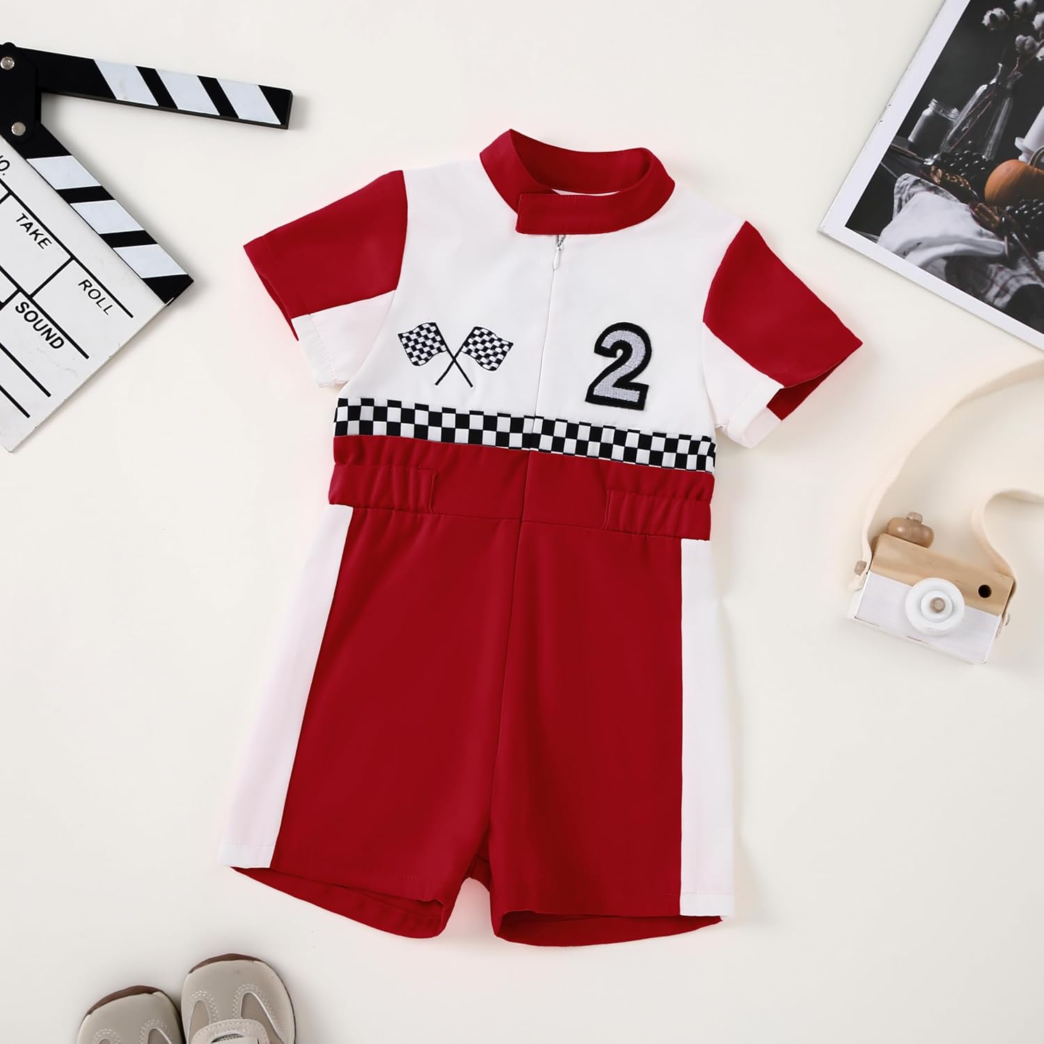 Infant Toddler Race Car Driver Romper Costume Baby Boys Girls 1st 2nd Birthday Outfit Jumpsuit Cake Smash Party