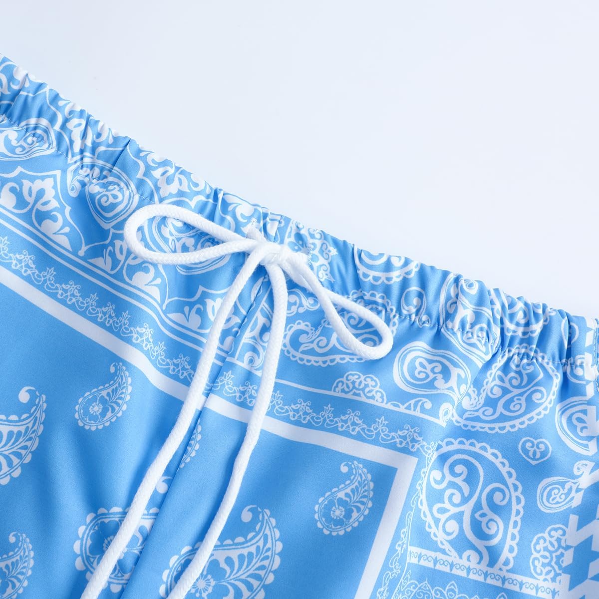 Men's Summer Paisley Shorts Graphic Bandana Print Boho Beach Lightweight Drawstring Shorts with Pockets - Image 3