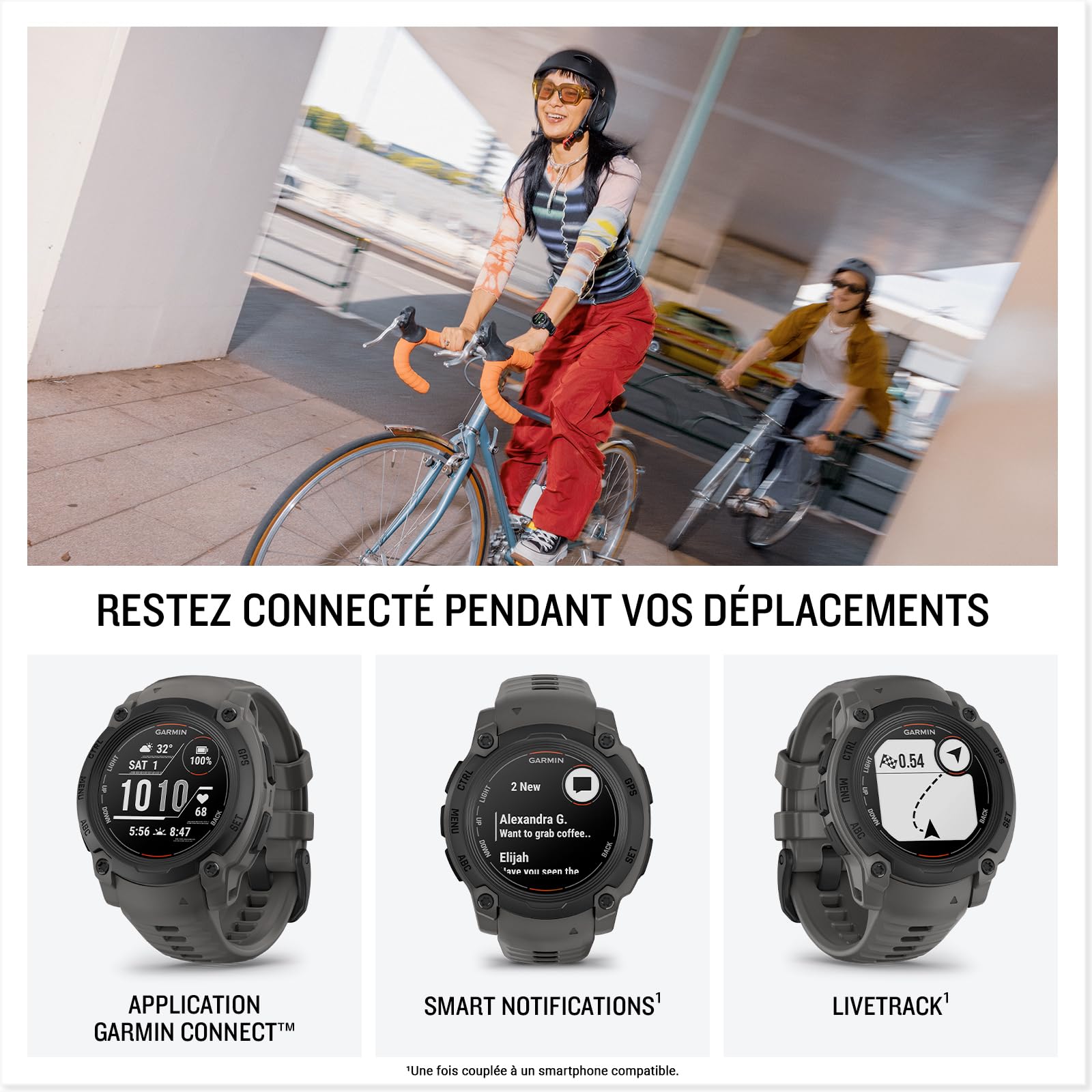 Garmin [renewed Instinct E - Montre GPS Robuste et connectée – Noir avec Bracelet Gris Charbon – Boîtier 40 mm, (Reconditionné)