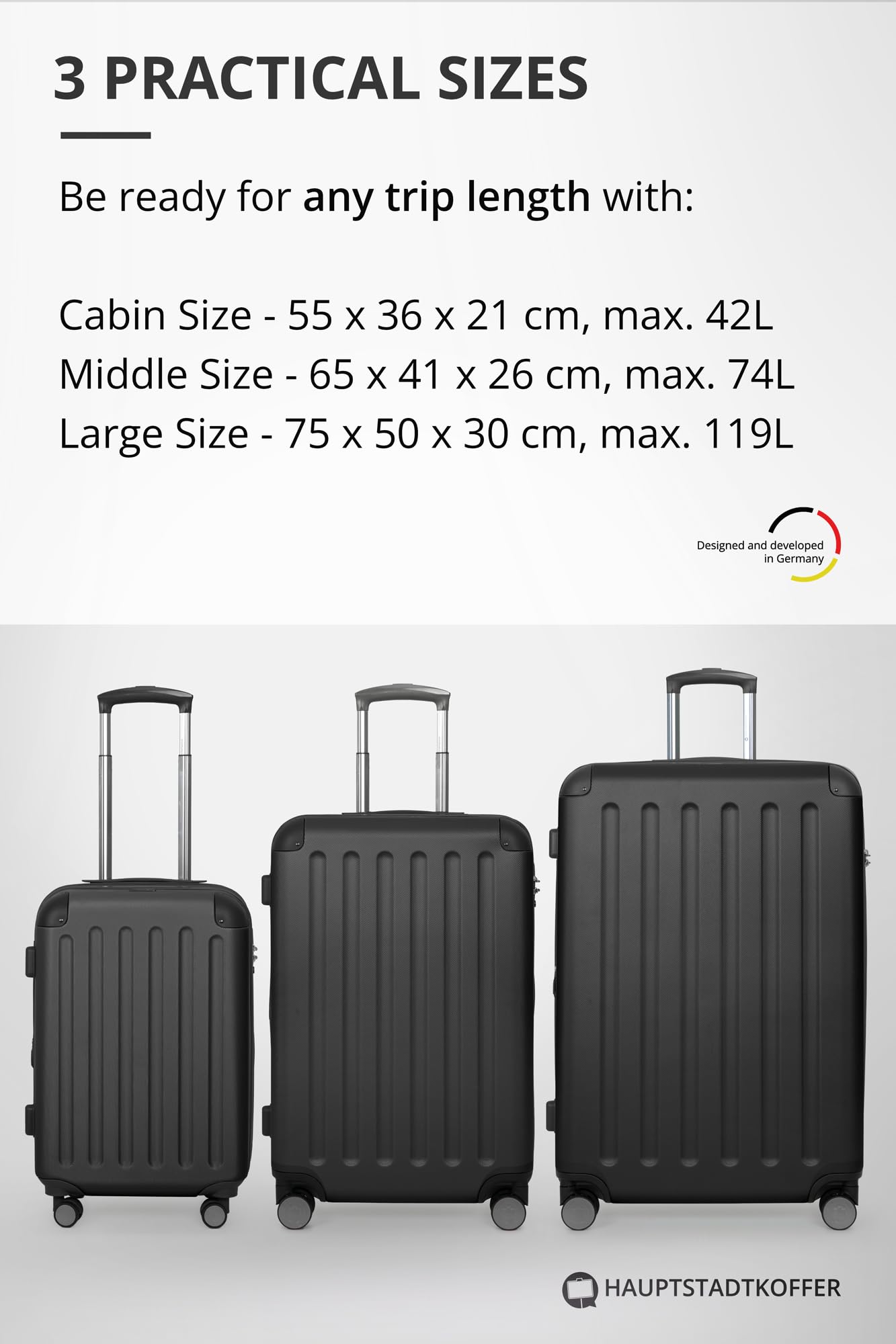 HAUPTSTADTKOFFER - Spree - Maleta rígida, Trolley expandible, Equipaje de Viaje, 4 Ruedas Dobles, TSA, 65 cm, 74 litros, Champán — view 47