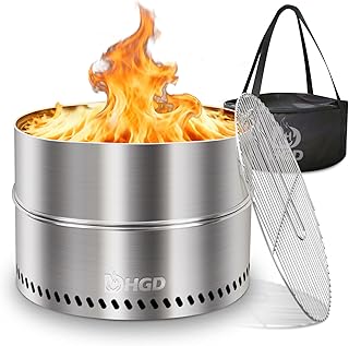 HGD 20 inch Smokeless Firepit Outdoor, Portable Smokeless Fire Pit for C...