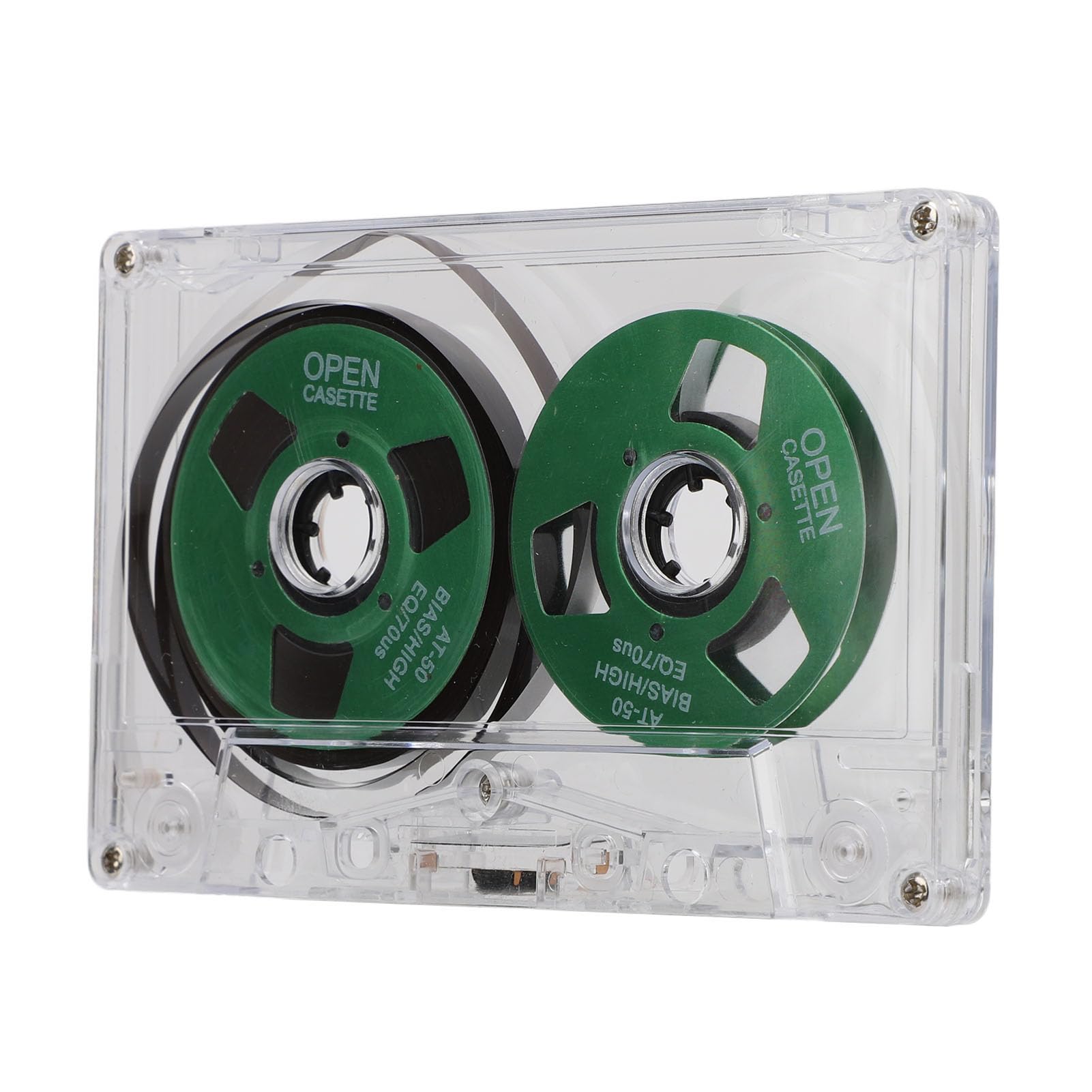 Leere Kassette von Rolle zu Rolle, Normale Vorspannung, 50 Minuten Aufnahmezeit, Kassette mit Metallrädern und Premium-Gehäuse, Ideal für Musikaufnahmen und Soundeffekte (Green)