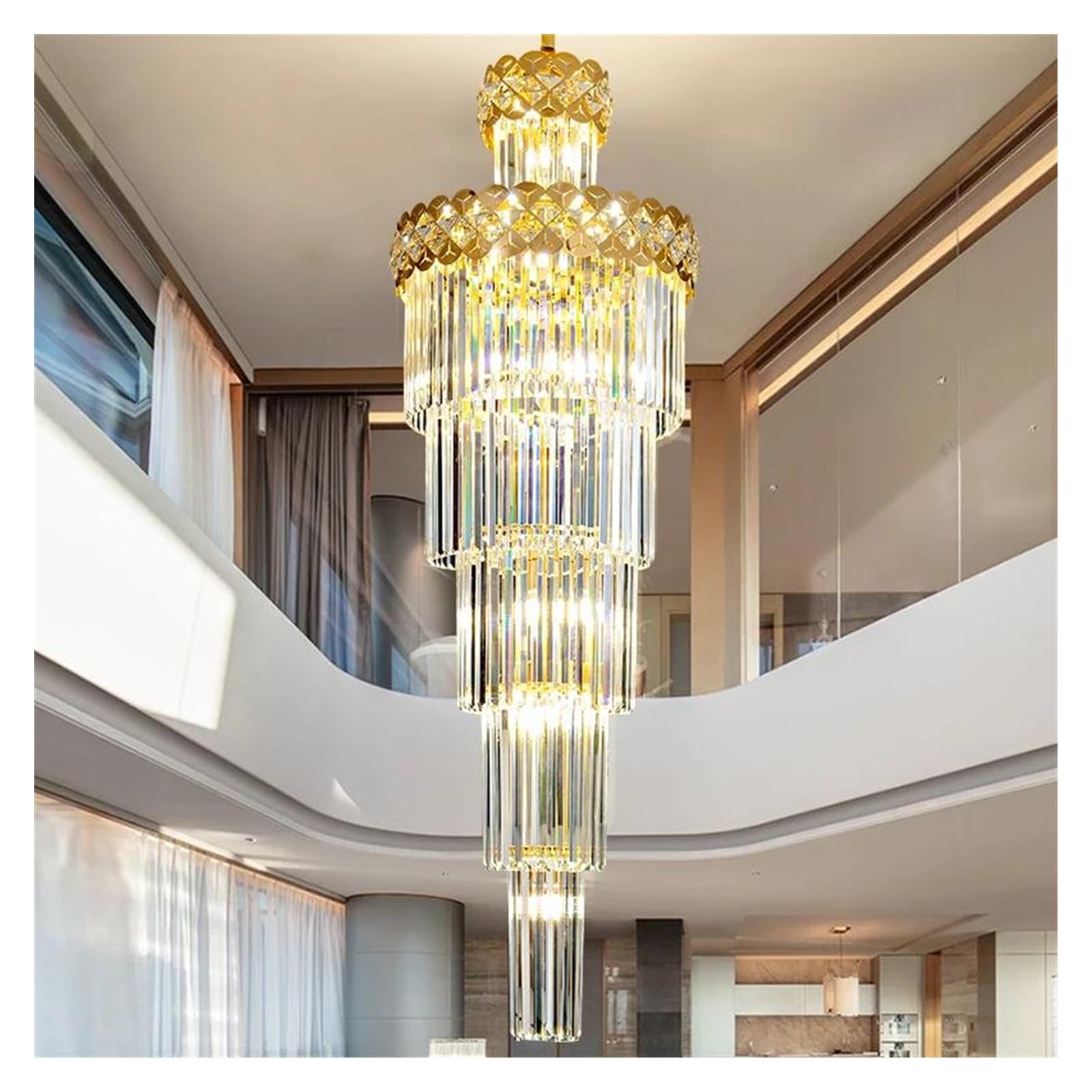 Genérico Lámparas de araña, Lámpara de araña lujo for sala estar, diseño escalera, villa, dúplex, moderna, cristal, larga, colgante for techo(Changeable,D80X300cm)