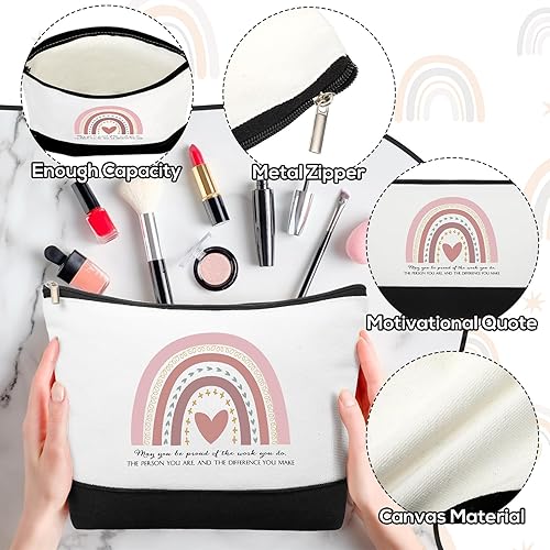 Miniatura 3 de 20 bolsas de cosméticos bohemias, inspiradoras, con texto en inglés "May You Be Proud", bolsa de regalo motivacional, bolsa de cosméticos de lona