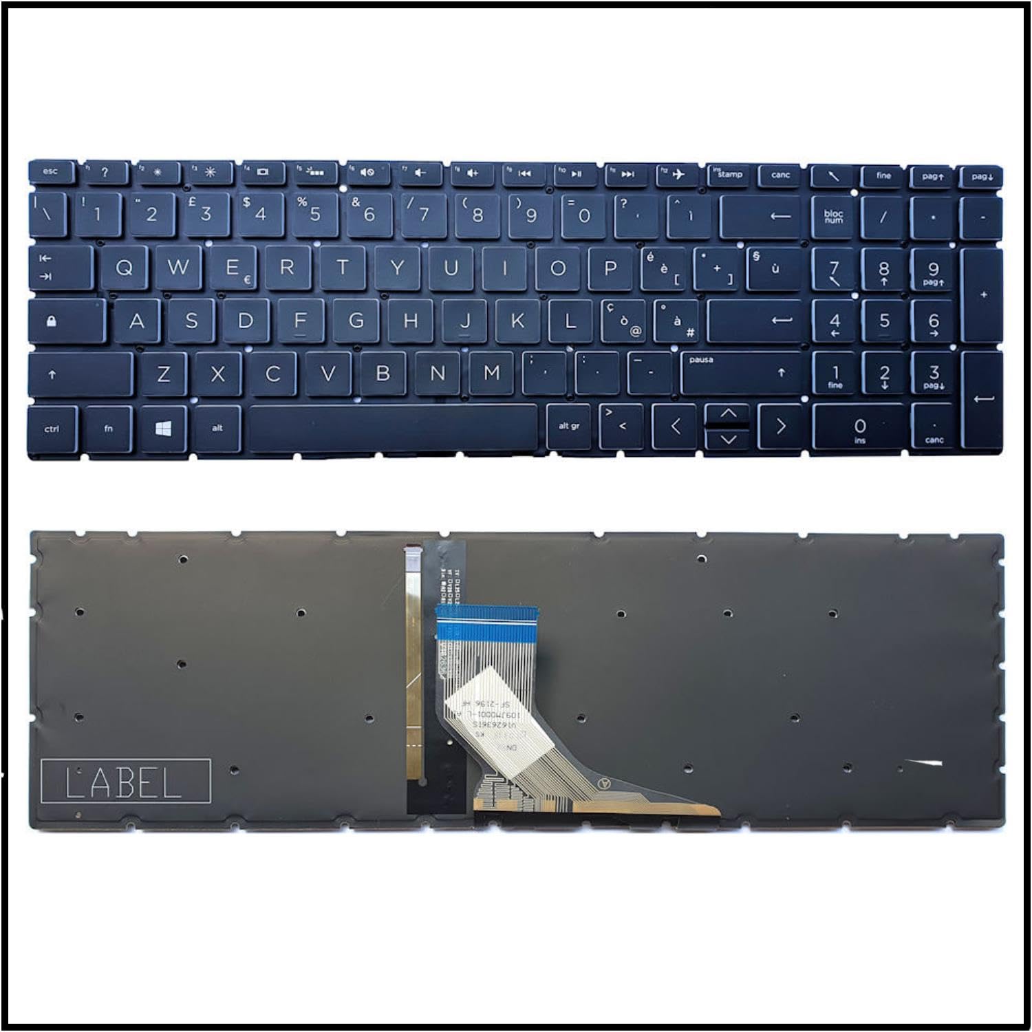 TASTIERA ITALIANA PER HP PAVILION GAMING 15-EC0021NL RETROILLUMINATA NERA