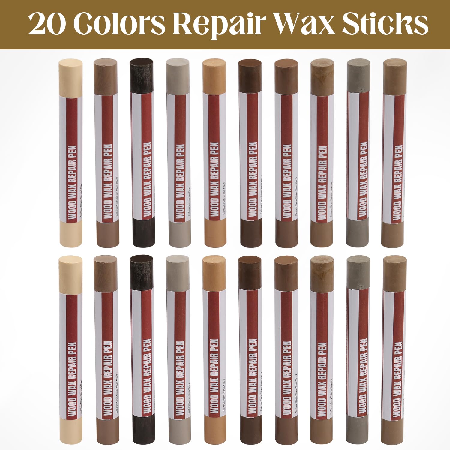 YIEMI Wood Filler Sticks 20 Colors Repair Wax Sticks Kit Furniture Touch Up Crayons for Repairing Scratches Holes Cracks Wood Floor Tables Cabinets Doors Hardwood(Technicolor Series) - Image 3