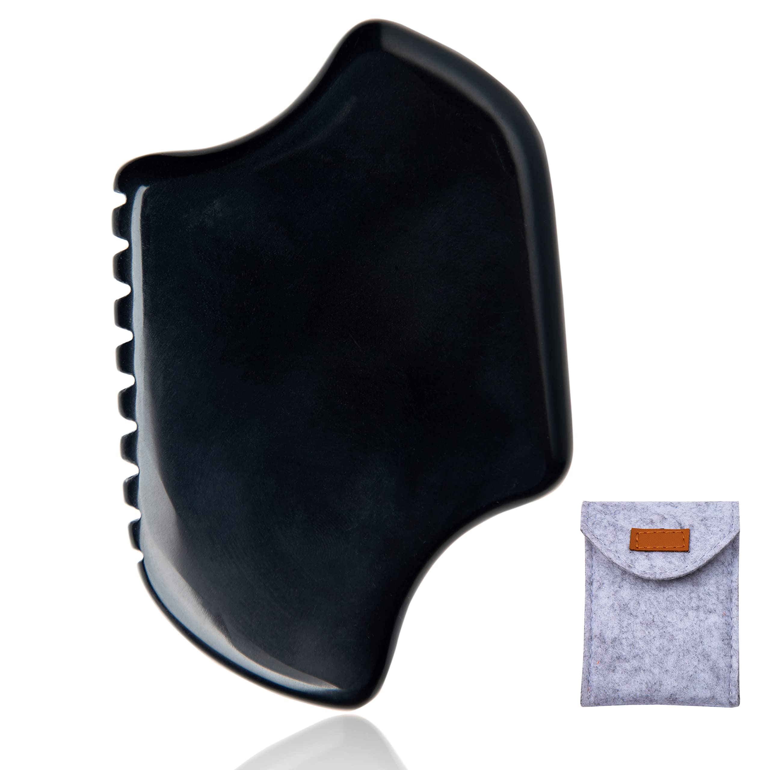 lianjindun Gua Sha Facial Tool, Bian Stone, Body Gua Sha, Scraping Massager for Neck, Face, Arms (Black)