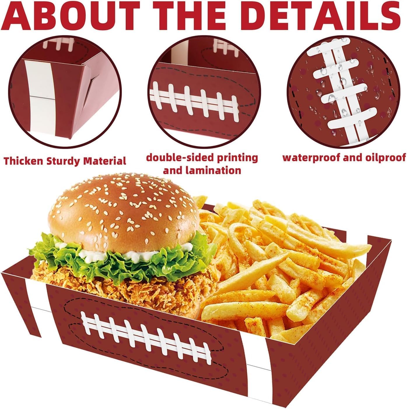 Football Party Decorations 50Pack Football Food Plates Paper Food Tray