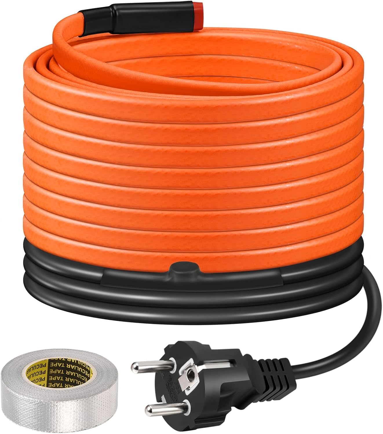 Cable calefactor con termostato, 5 m, banda calefactora autorregulable, protección contra heladas, 25 W/m 220 V, alambre calefactor IP65, resistente al agua para proteger tuberías de agua, plantas