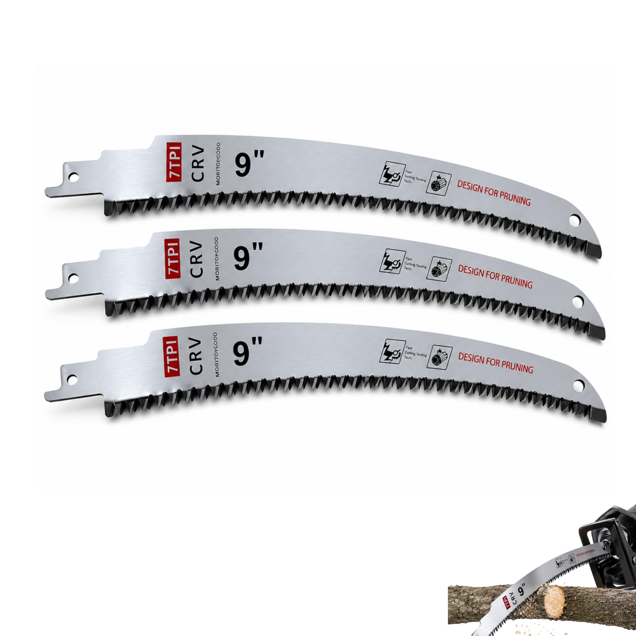 3-Pack Heavy Duty Reciprocating Saw Blades, Arc Edge Saw Blades (9-Inch)