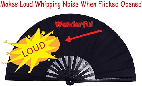 Miniatura 3 de Amajiji Abanicos plegables grandes, accesorios de festival rave para hombres y mujeres, fanáticos de mano chinos japoneses de regalo, ventilador de