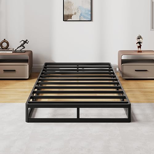 Miniatura 6 de Base de somier de 7 pulgadas para cama individual, base de colchón de metal para somier de 1500 libras, montaje sin herramientas, sin ruidos