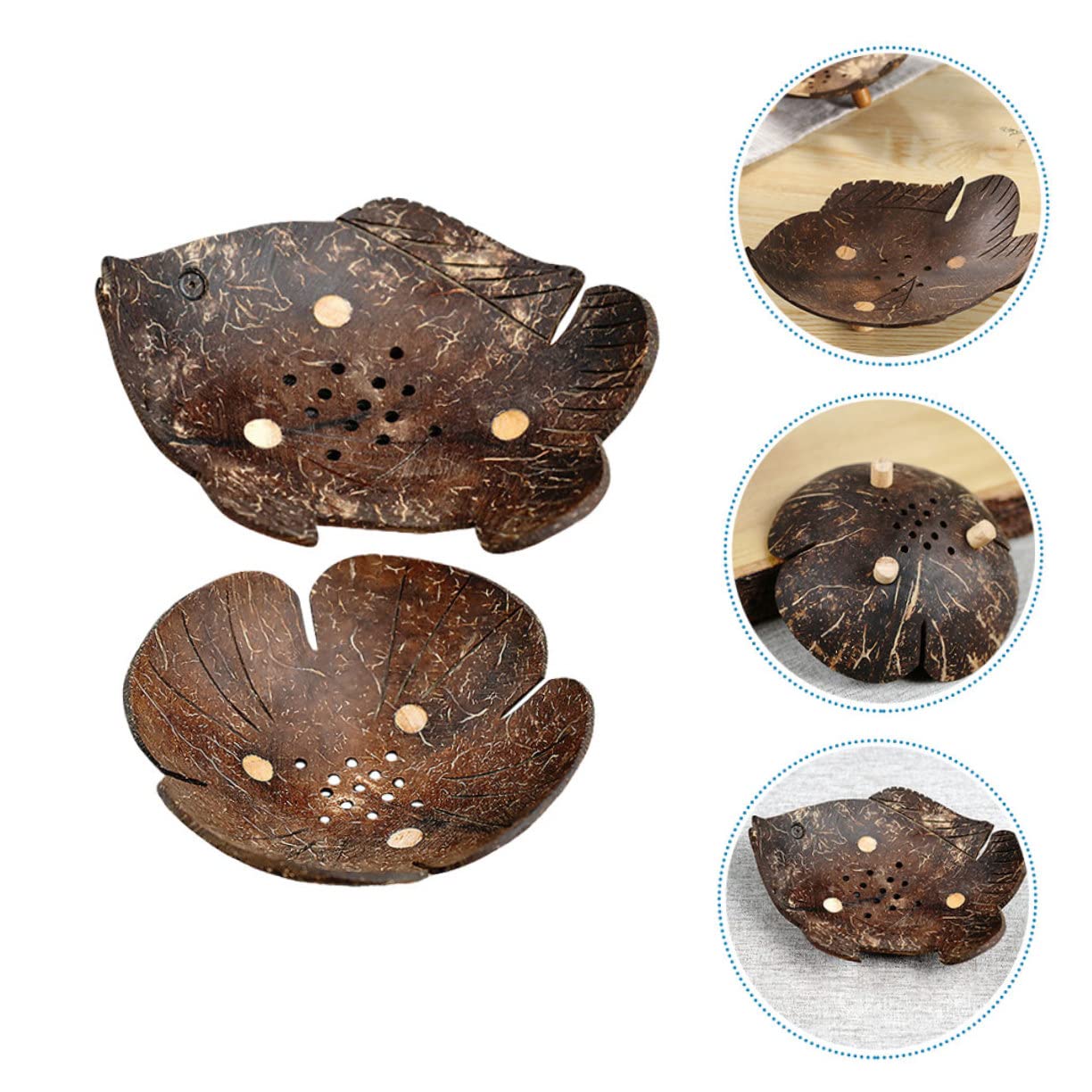 Cabilock 3 Sätze Coconut Shell Seifenhalter Kreative Badezimmer Seifenschale Haustier Futternapf Abflussdesign Langlebig Einfache Handhabung Für Haustiere 2 Stück * 3