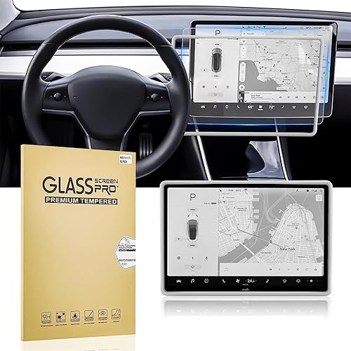 Protector de pantalla de vidrio templado para Tesla Model 3  Y, accesorios de pantalla táctil de salpicadero, HDmateantihuellas dactilares, sin
