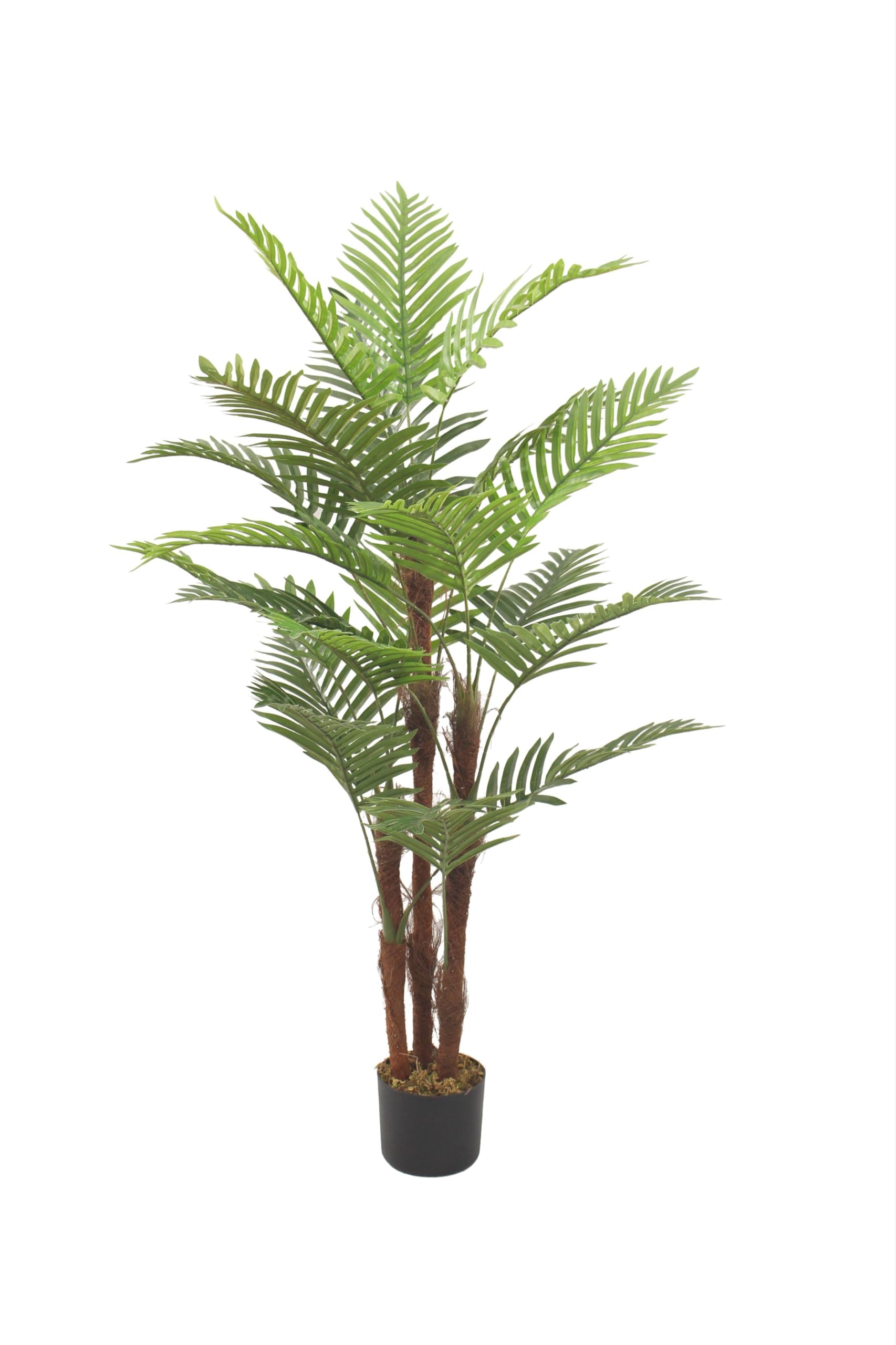 Artificial Tree Fake Plants Areca Palm Fake Trees 120cm Faux Plants Indoor Realistic Plants for Office Home Room Living Room Store Decor