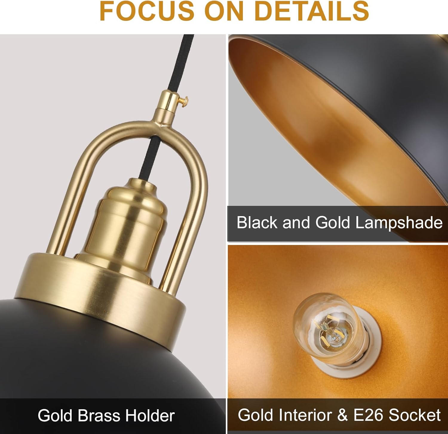 Black Pendant Light Fixture, Adjustable Height Industrial Ceiling Hanging Light, Dome Metal Pendant Lights for Kitchen Island(2 Pack,11.8 Inch)